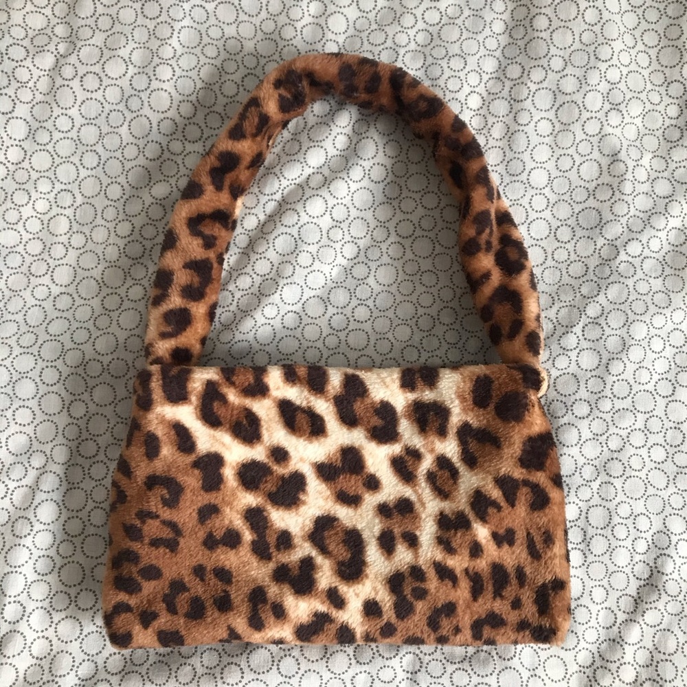 Fuzzy Cheetah Print Shoulder Bag